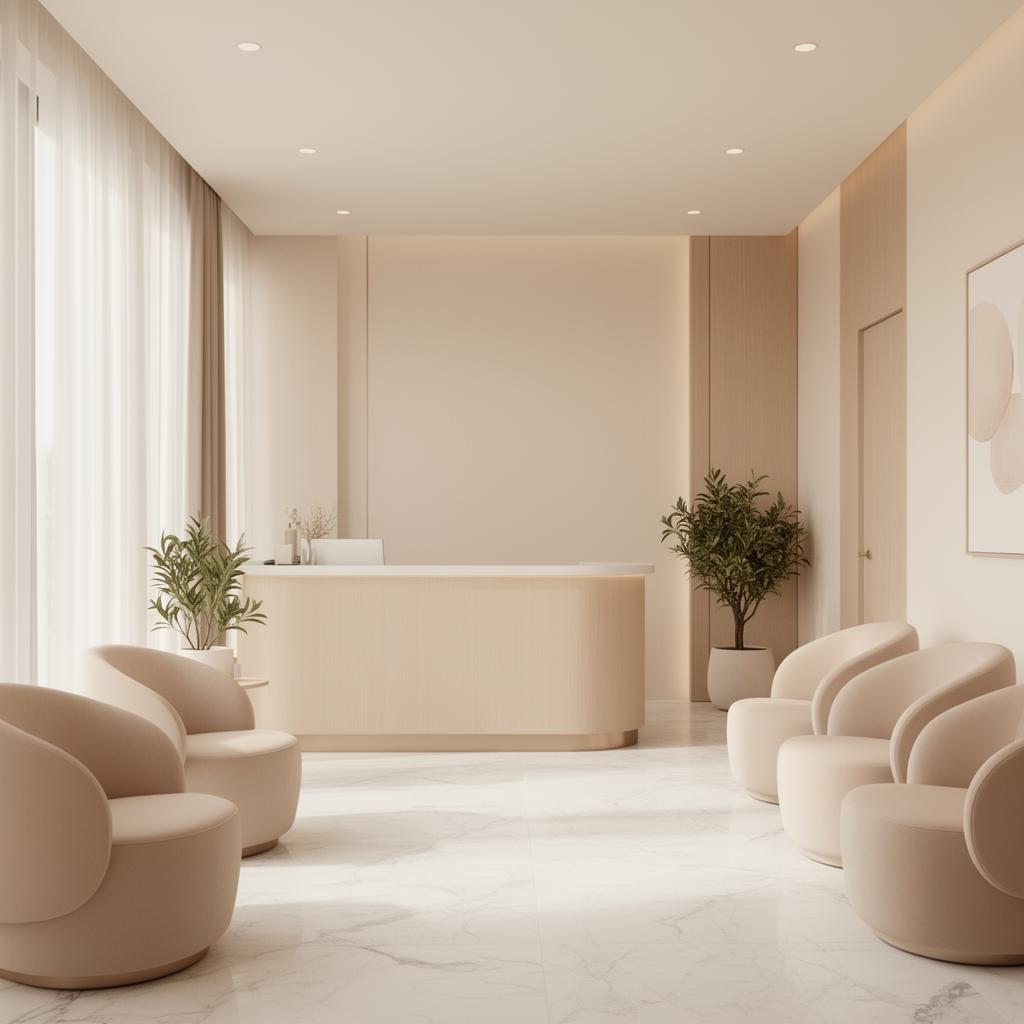 Recepção elegante e acolhedora da CM Clinic
